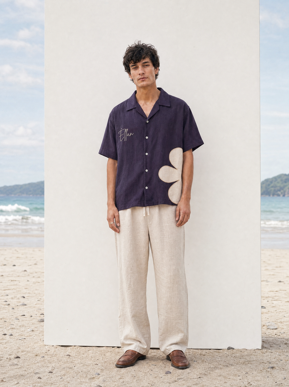 Marguerite — Navy Daisy Hemp Shirt