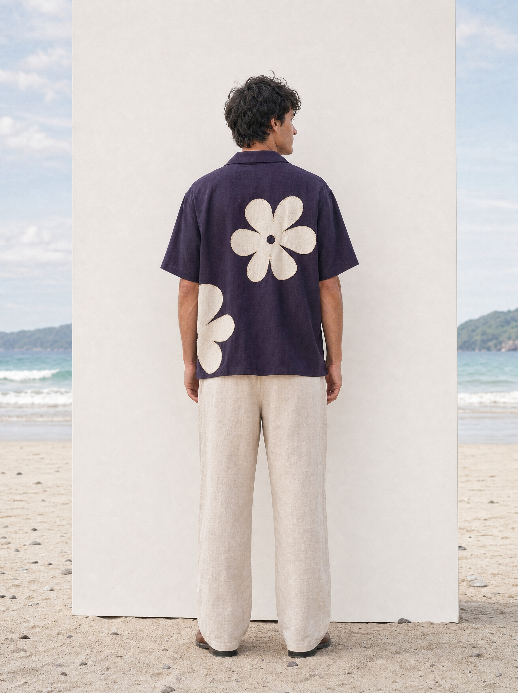 Marguerite — Navy Daisy Hemp Shirt
