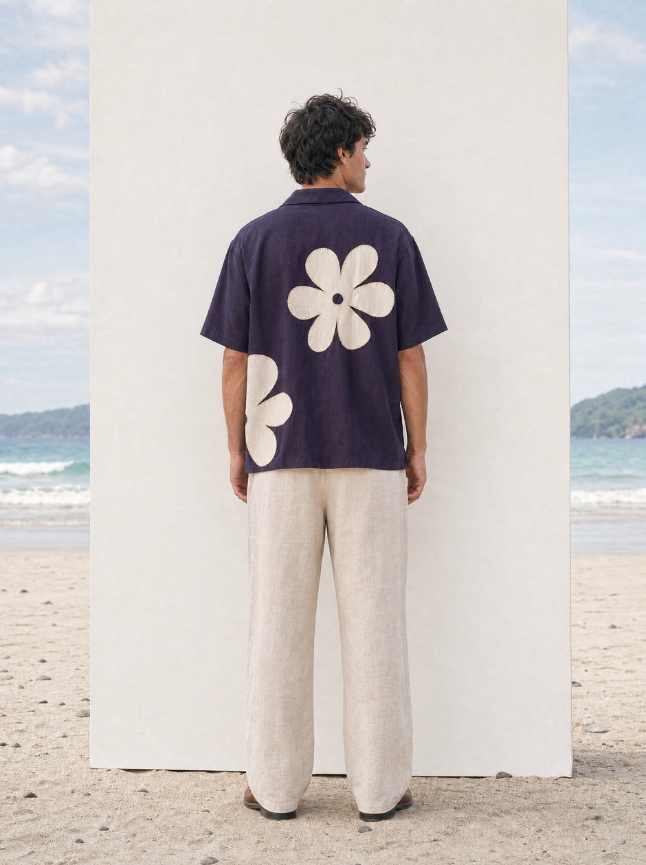 Marguerite — Navy Daisy Hemp Shirt
