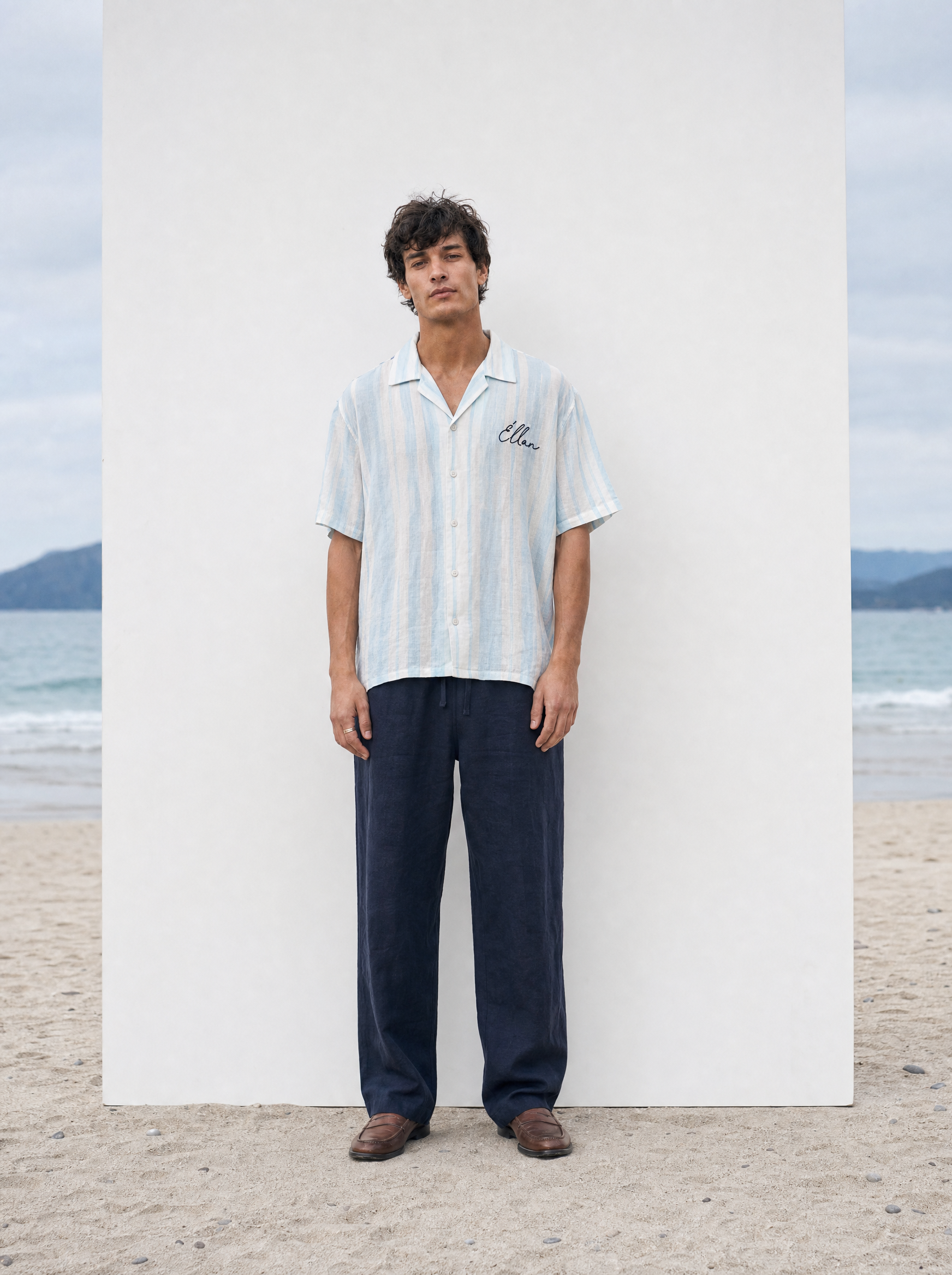Antibes — Lobster Striped Linen Shirt