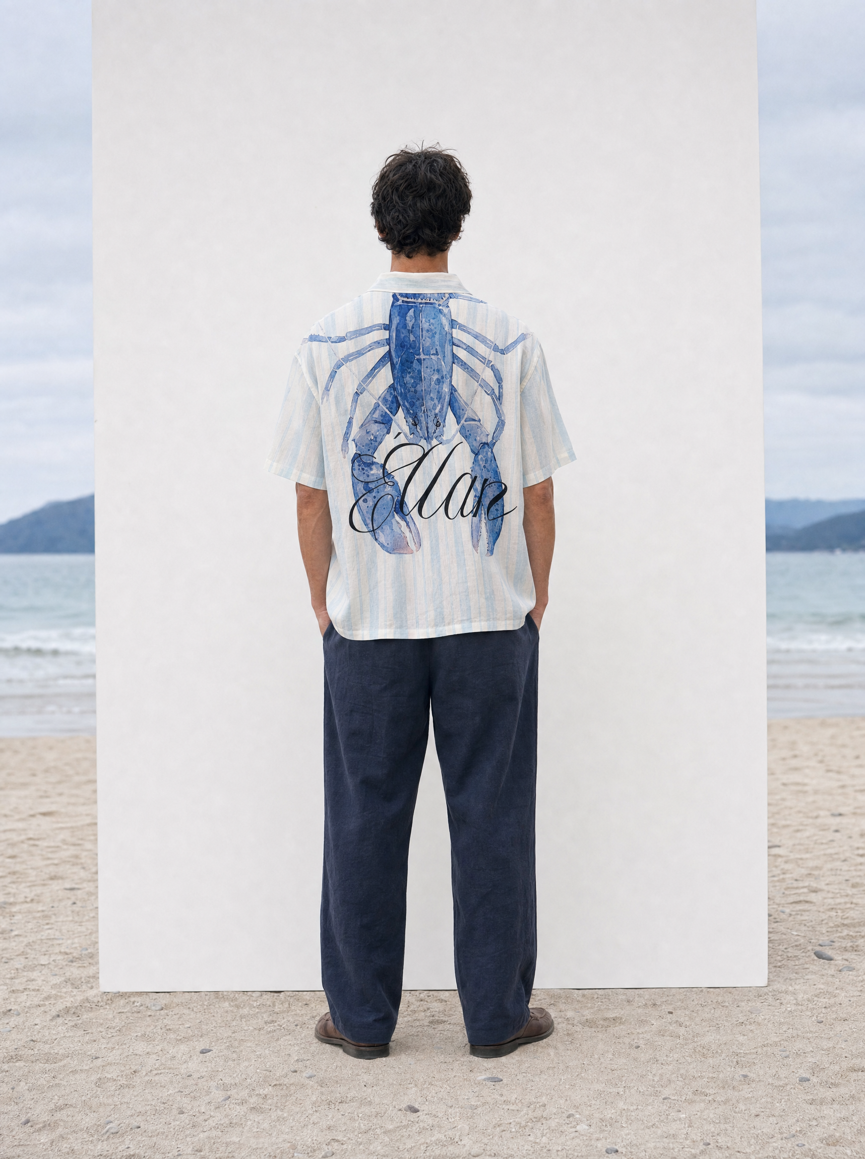 Antibes — Lobster Striped Linen Shirt