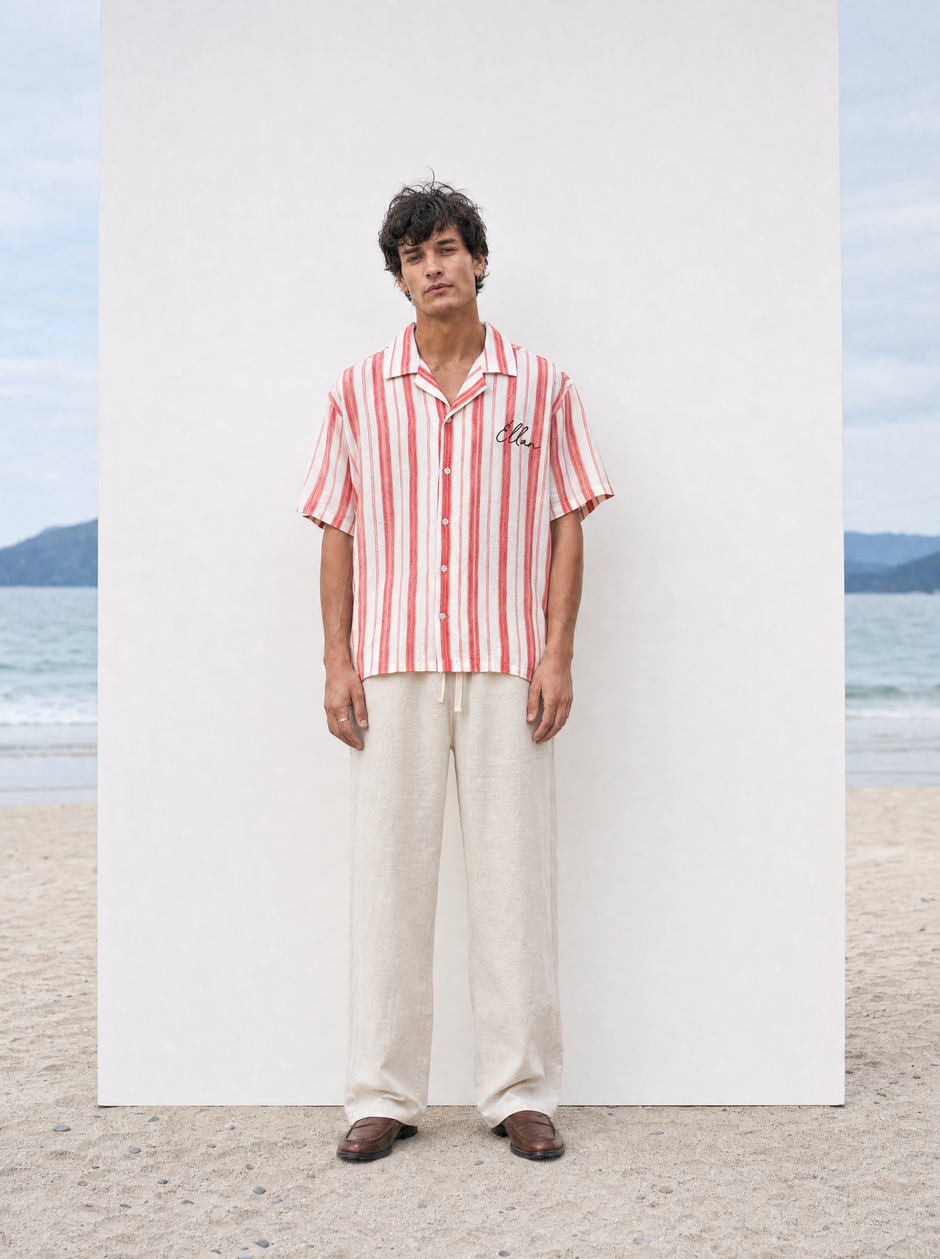 Naxos — Octopus Striped Linen Shirt