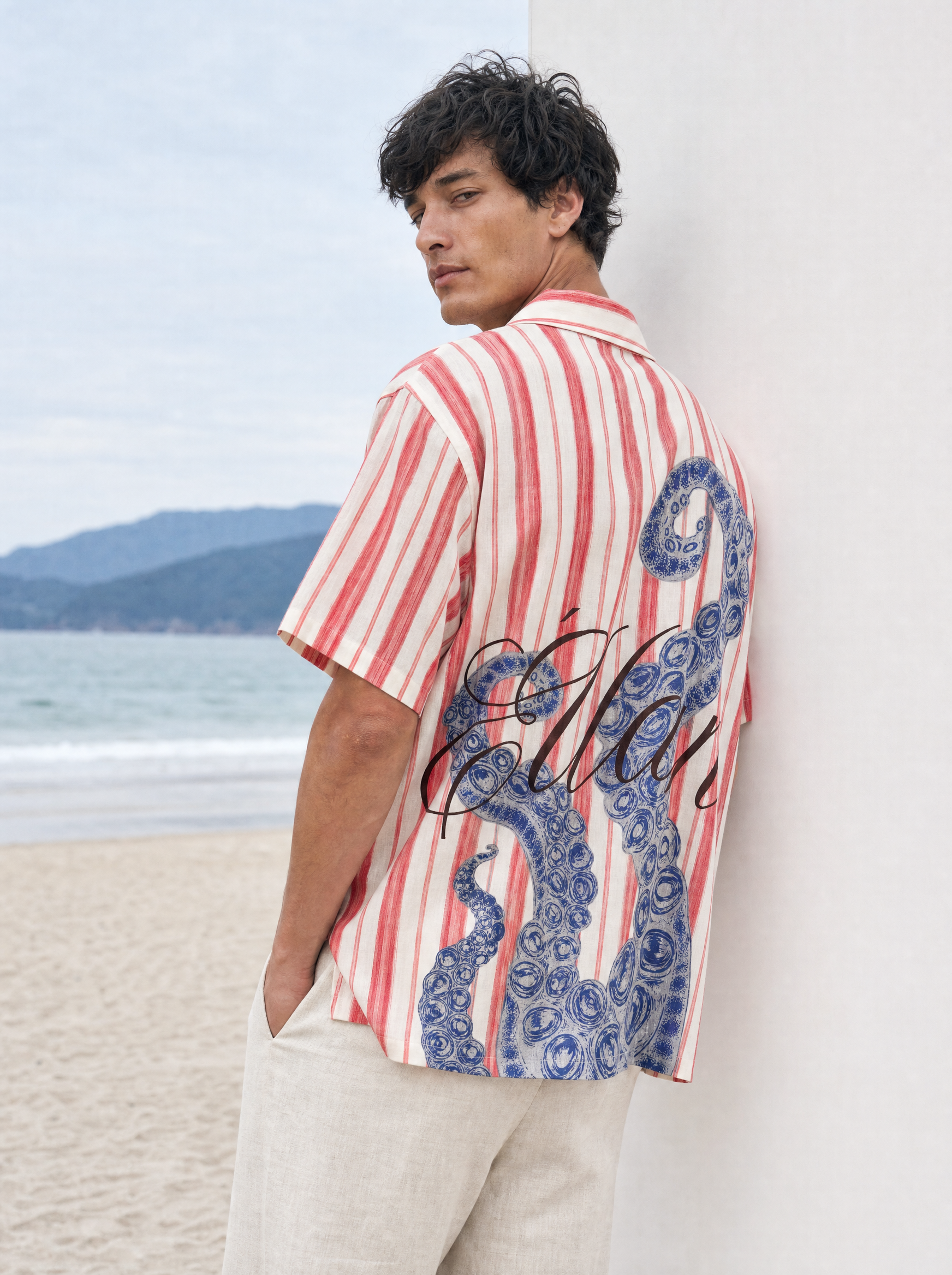 Naxos — Octopus Striped Linen Shirt