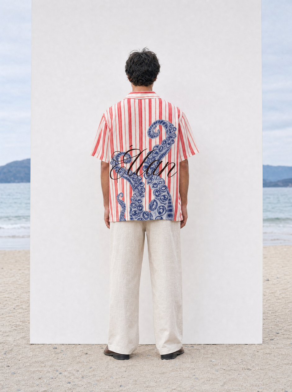 Naxos — Octopus Striped Linen Shirt