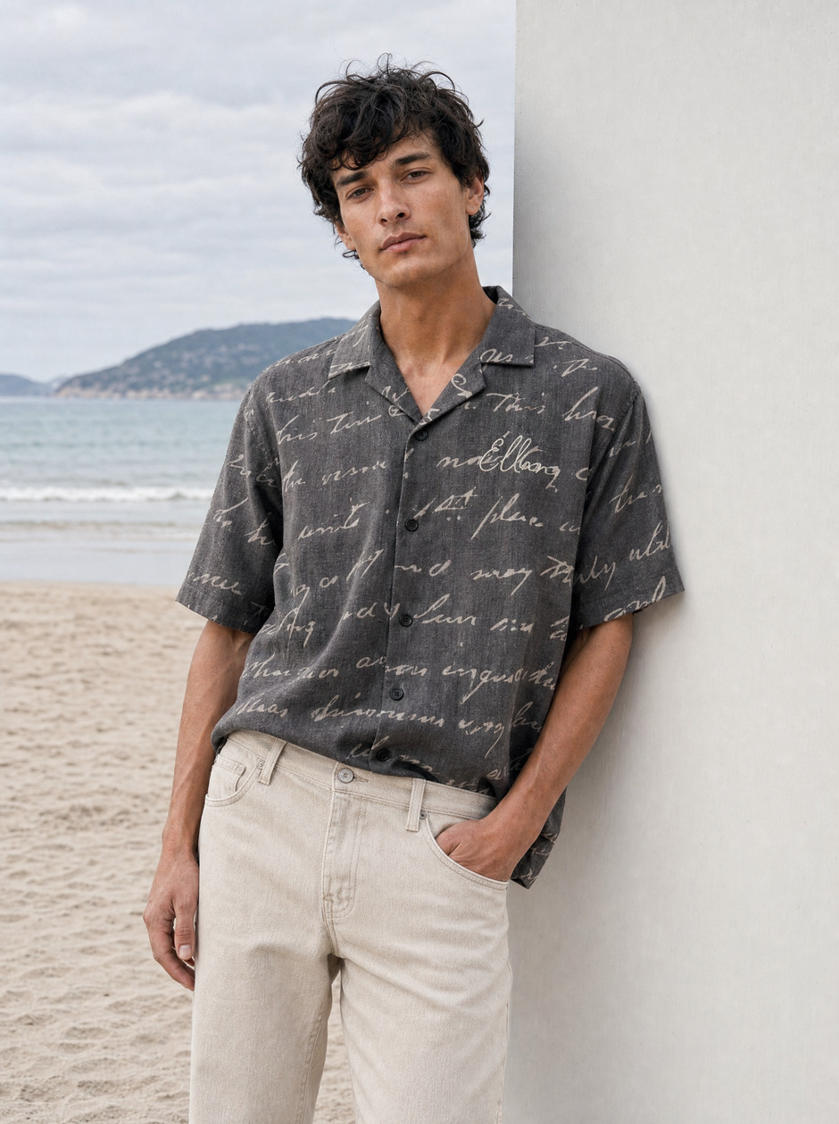 Pollux — Statue Linen Shirt (Charcoal)