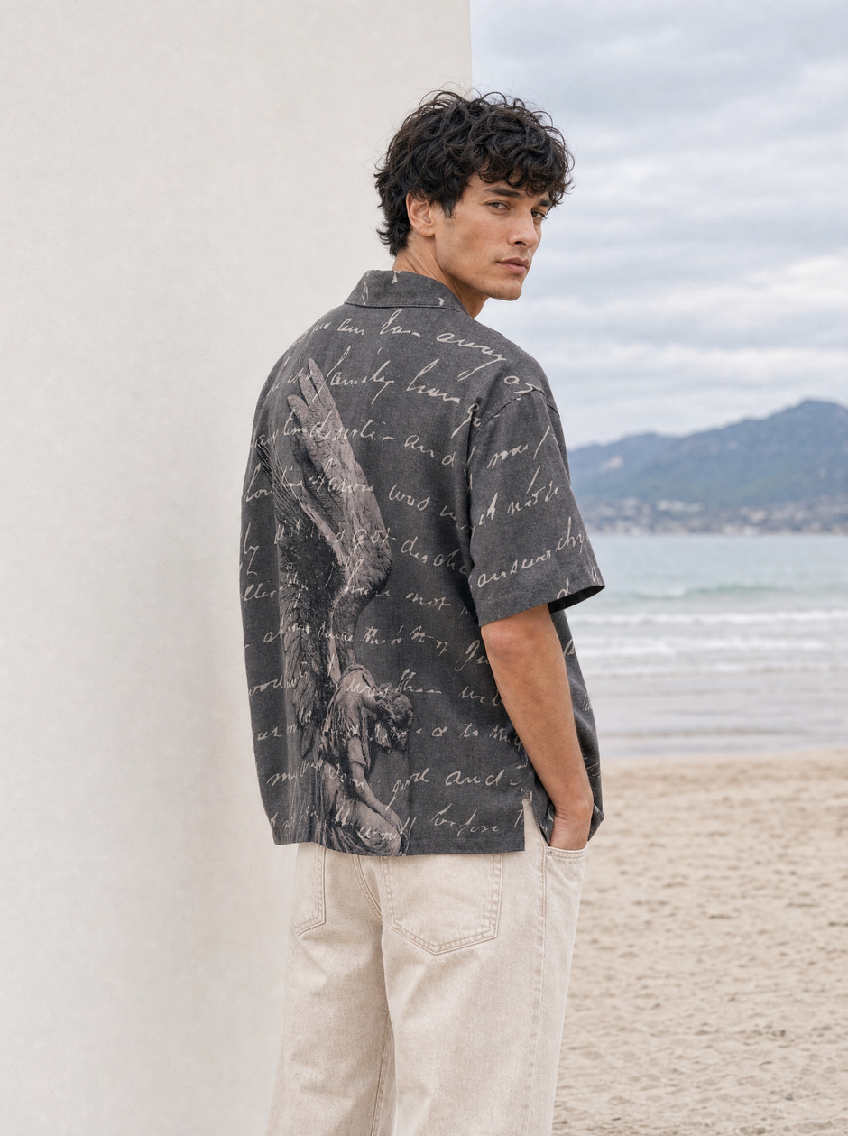 Pollux — Statue Linen Shirt (Charcoal)