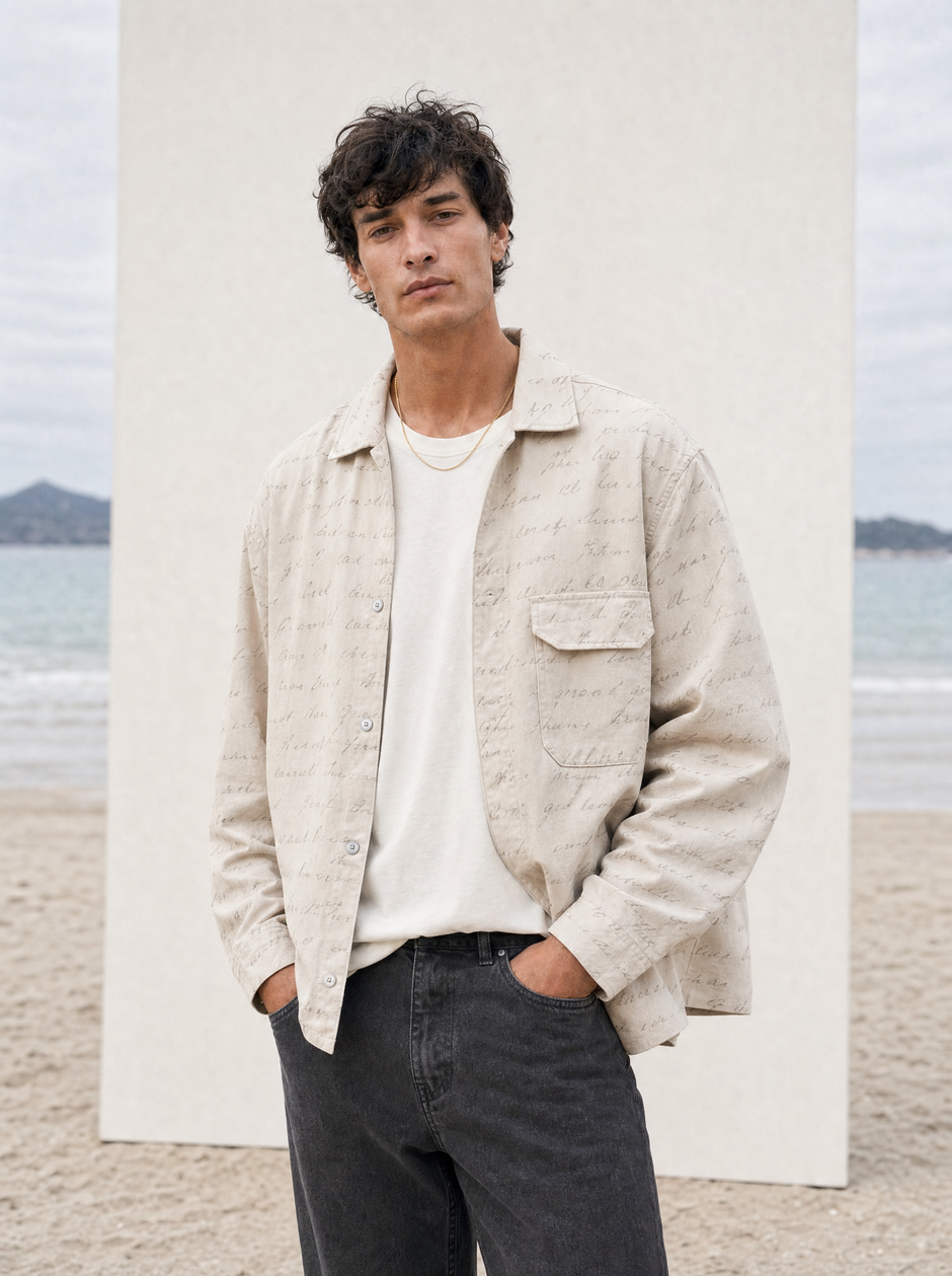 Apollo — Marble Bust Drill Shacket