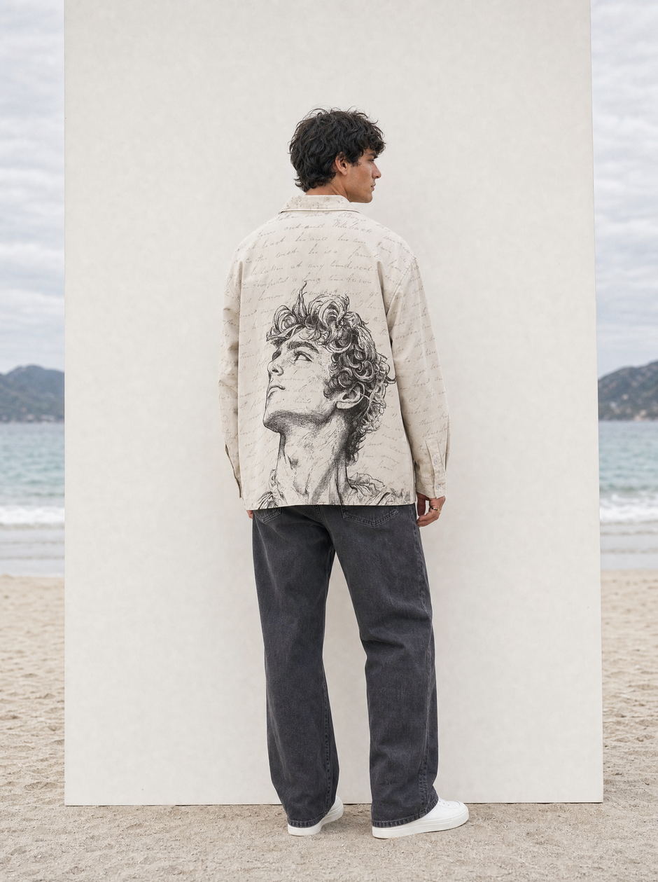 Apollo — Marble Bust Drill Shacket